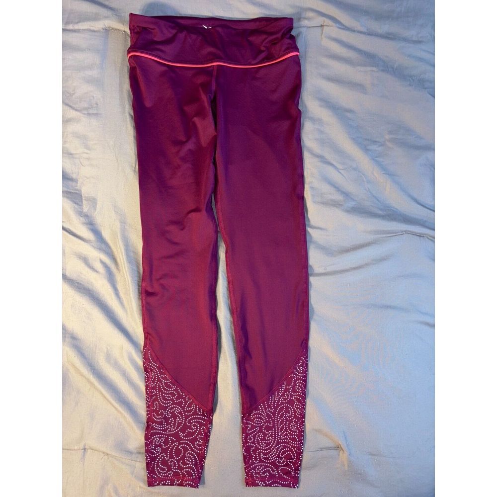 Old Navy Legging Womens Petite Small Maroon Stretch Beaded Dri‎ Fit Skinny Leg